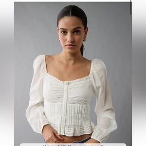 American Eagle Outfitters White Lace Blouse